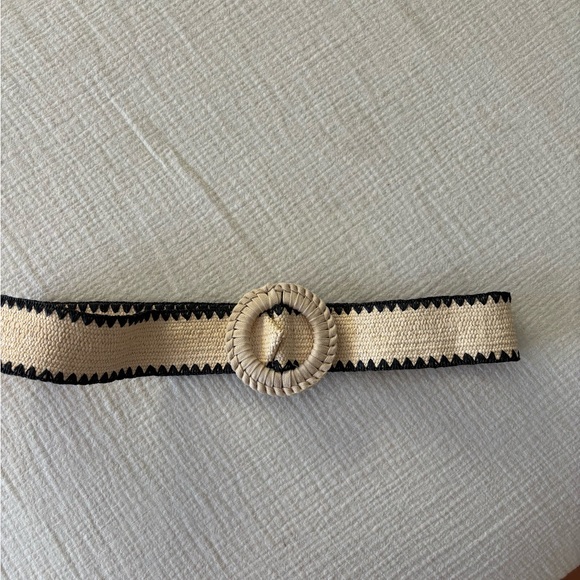 Rachel Zoe Accessories - Rachel Zoe Woven Beige and Black Belt one size: Resort Beachy bohemian